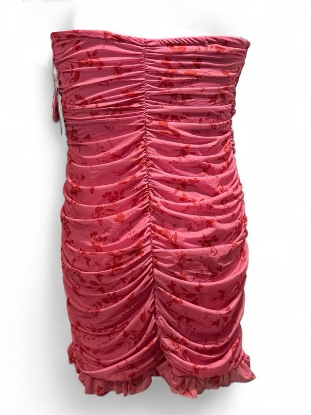 wild fable Strapless Pink Dress with Red Floral Print - Picture 6 of 7